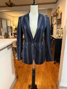 rag & bone Navy Blazer with Gold and Light Blue Stripes